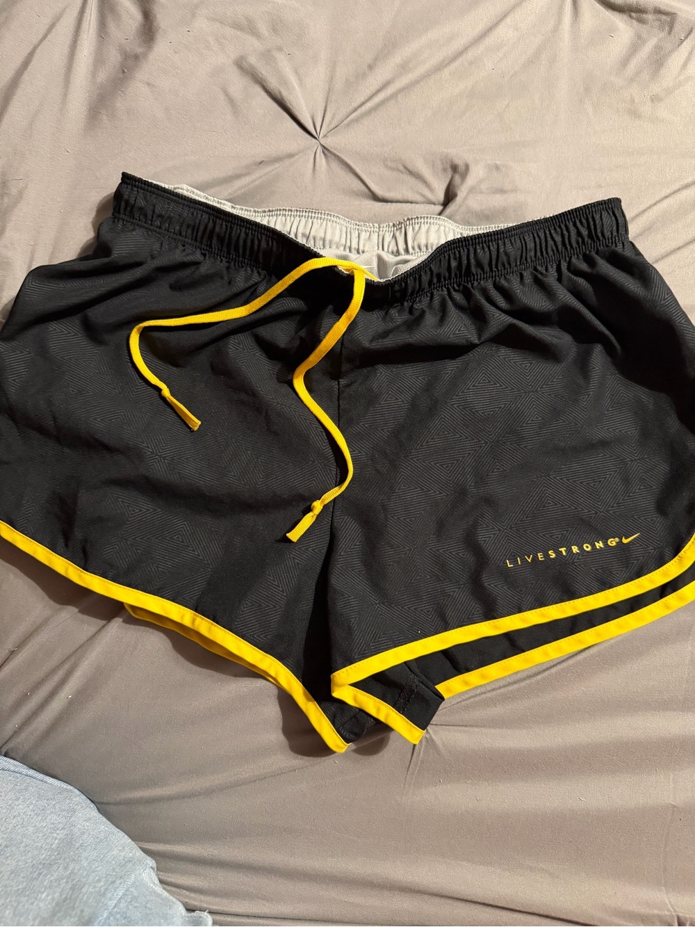 LIVESTRONG Black Athletic Shorts with Yellow Trim